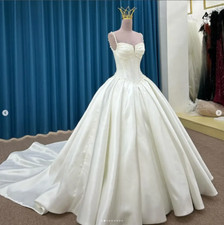 Vintage Wedding Dresses Satin Elegant Beaded Sleeveless 1960s Bridal Ball Gowns