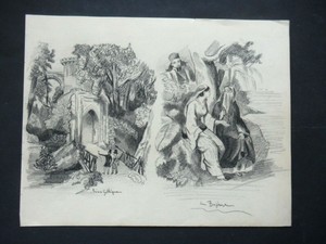 Détails Sur Dessin Crayon Ancien 19e Deux Dessins Dont Au Bosphore