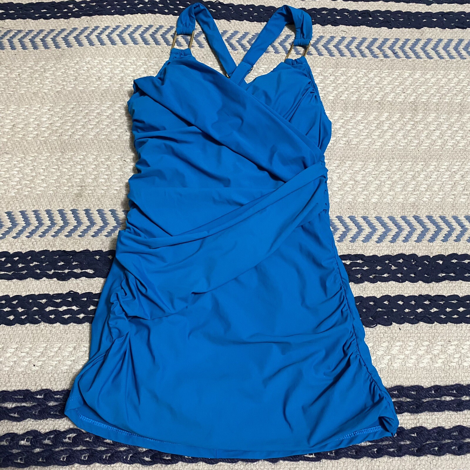 Spanx Blue Swimsuit Dress One Piece Women’s Size 8 Gem