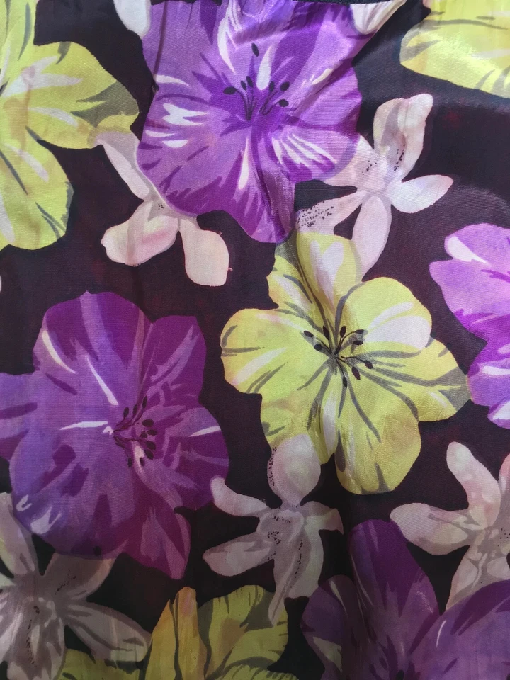 Vestido de noche de colección años 50 estampado floral tafetán acetato y encaje sin mangas UK4 Foto 3 de 4