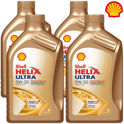 4x Shell Helix Ultra Professional AV-L 0W-30 ACEA C3 VW 504.00 507.00 Motoröl 1L