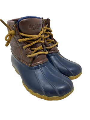 Sperry Unisex Big Kids Saltwater Duck Boots, Navy Brown, Youth Girls Size  12