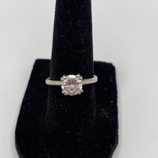 925 Sterling Silver Ring Band Size 7 Cubic Zirconia Engagement Style Art Deco