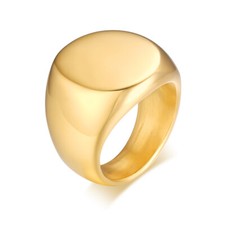20mm Chunky Personalize Round Top Signet Ring for Men Glossy Heavy  Stamp Ring
