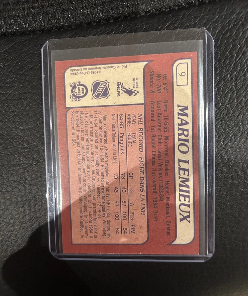 OPC 85-86 RE-PRINT  ROOKIE CARD RC 1985-86 #9 MARIO LEMIEUX NM-MT O-PEE-CHEE - Image 3 of 3