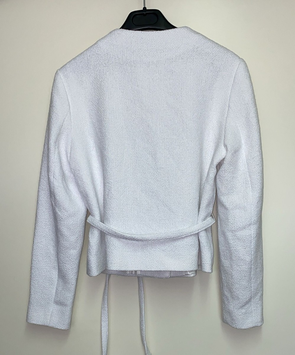 ZARA BELTED WOVEN JACKET OYSTER WHITE SS24 SIZES XS-XL REF ZARA BELTED WOVEN JACKET OYSTER WHITE SS24 SIZES XS-XL REF