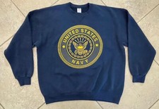 Vintage United States Navy Soffee Sweatshirt Navy Blue Men  s XL Light Fade