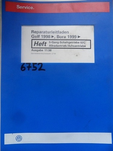 Werkstattbuch Reparaturleitfaden VW Golf Bora 5 Gang Schaltgetriebe 02C  6752