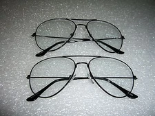 2 PAIR AVIATOR STYLE CLEAR LENS FASHION SUNGLASSES WITH BLACK FRAME