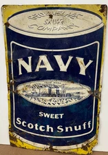 Original NAVY Sweet Scotch Snuff Tobacco Advertising Sign