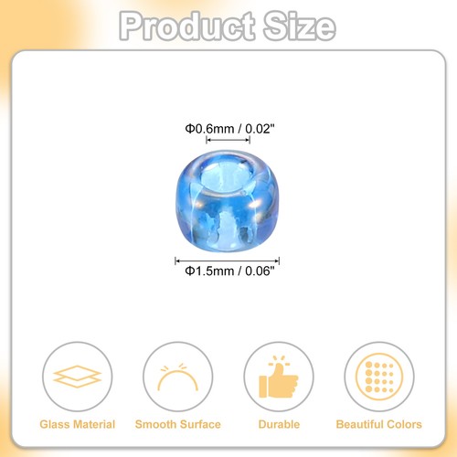 2000 Pcs Glass Seed Beads, 1.5mm Mini Glass Seed Spacer Bead, Light Blue - Picture 2 of 6