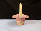 Fenton Hand Painted Burmese Glass Mini Miniature Basket QVC 10th Anniversary