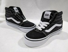 Vans Boy's Ward Black/White Suede/Canvas High Top Skate Shoes-Sz 2