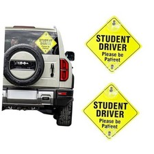2 PCS Student Driver Sign for Car Window, 5" 5" Please Be Patient New Black