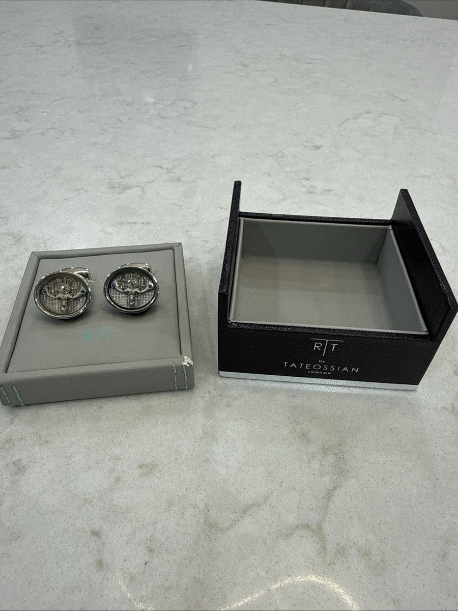 Tateossian London Oval Tourbillon Mechanical Cufflinks in Silver