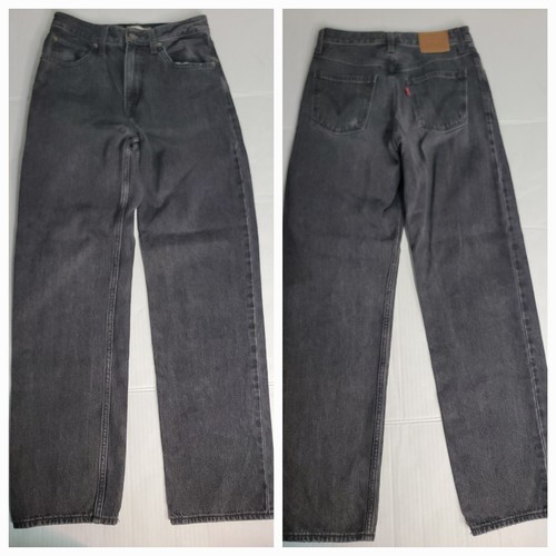 Levis Premium Dad Jean Womens Sz 24  High Rise Rigid Charcoal Gray Relax Drapey