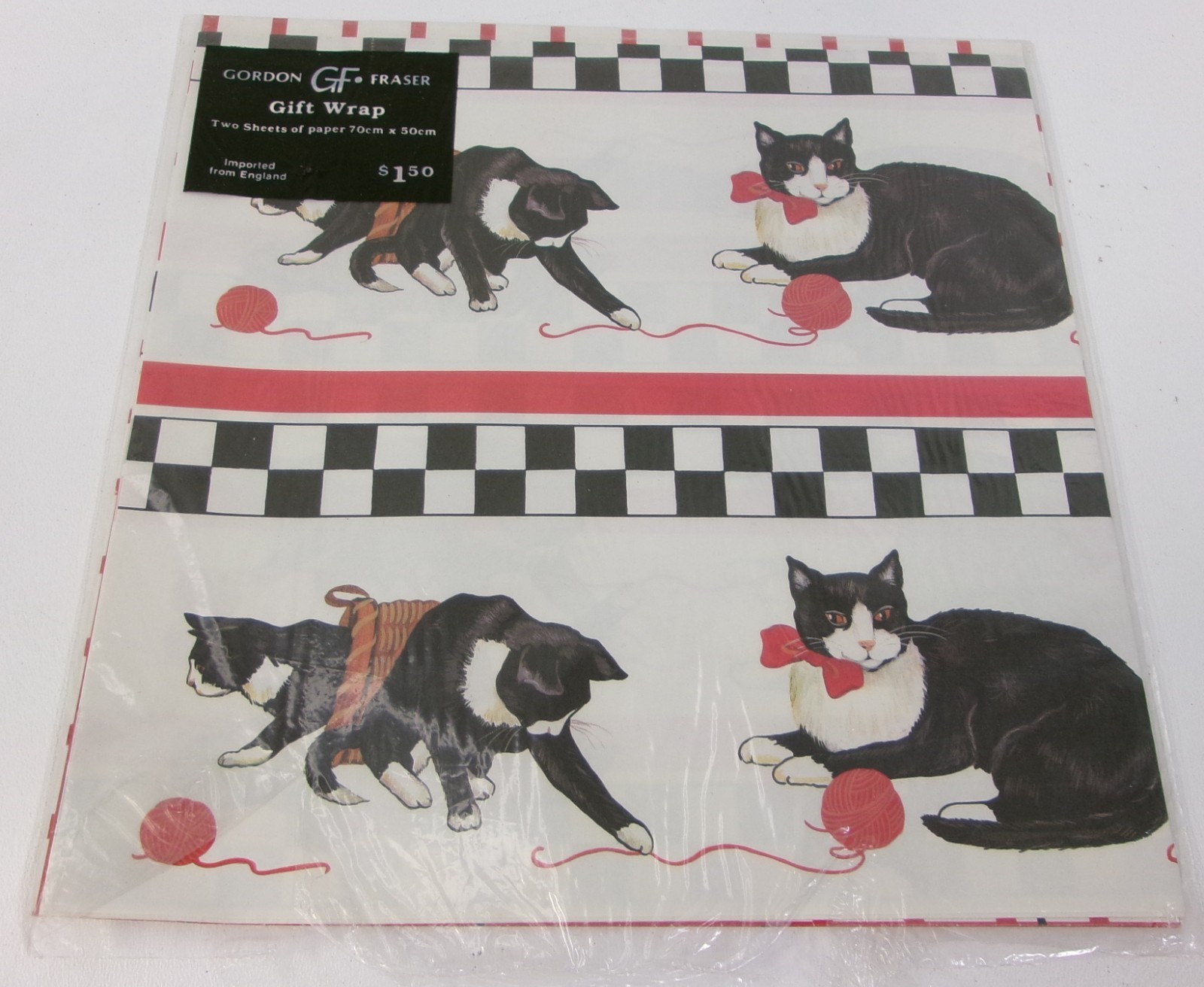 NOS GF Tuxedo Cats & Black Scottie Dogs Gift Wrap Wrapping P