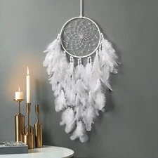 Best White Feathers Dream Catcher Wall Hanging Elegant Art Room Decoration for