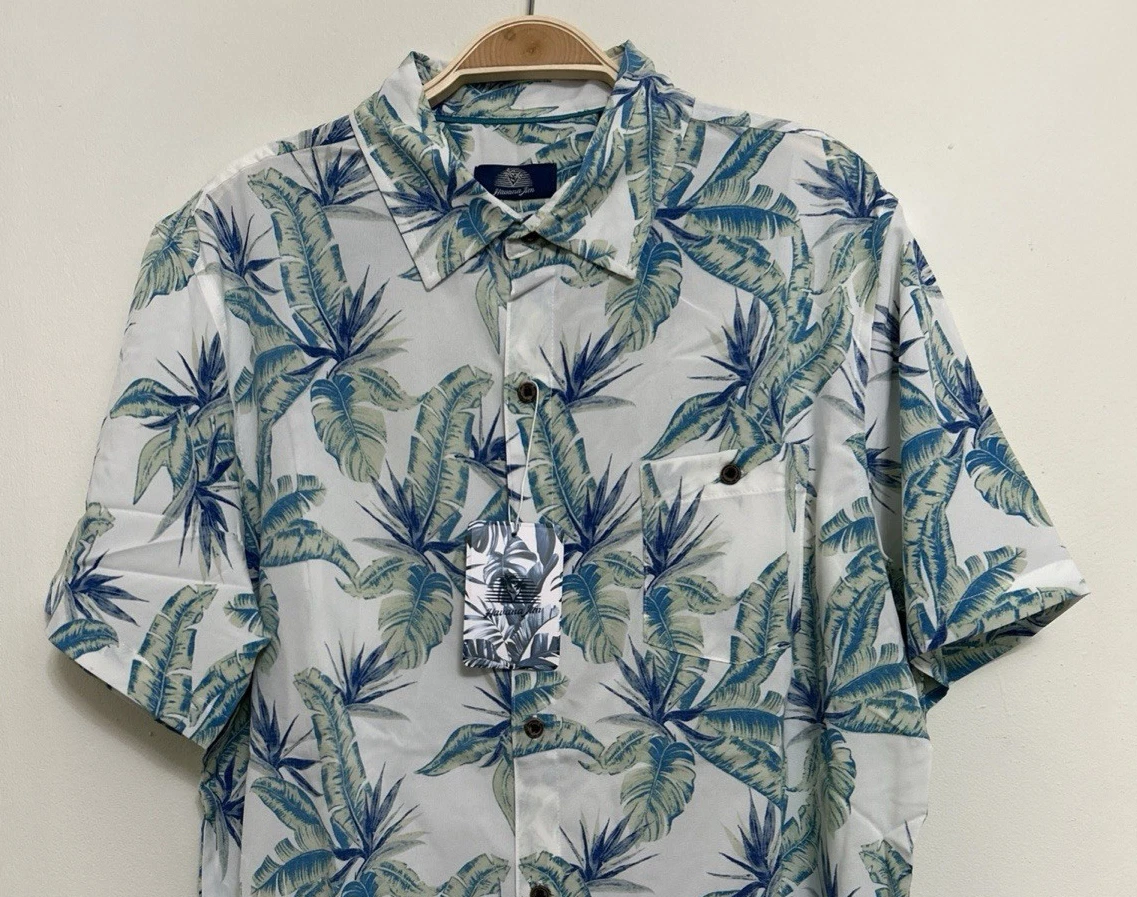 NWT Havana Jim Hawaiian Shirt Mens Size L Short Sleeve Shirt Floral Gulf Polo
