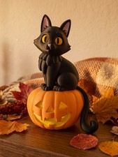Halloween Black Cat 8 Inch Figure Jack-o-Lantern Pumpkin - 3D Printed Decoration
