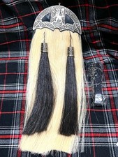 Scottish Antique Long Horse Hair Kilt Sporran with Chain  Belt   100 Original