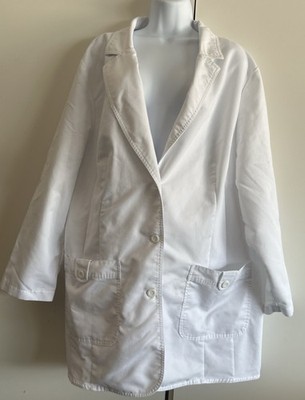 Greys Anatomy Signature by Barco White Lab Coat Womens 3XL 3-Button Scrub Jacket