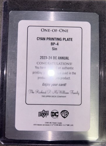 DC Annual UD 1/1 Cyan Printing Plate One Of One SIN Rare DC Card Collectible - Picture 4 of 13