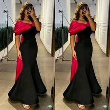 Mermaid Women Evening Dresses Off Shoulder Black Satin Dinner Party Prom Gown