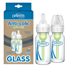 Anti-Colic Options Narrow Glass Baby Bottle with Level 1 Slow Flow Nipple, Bpa-