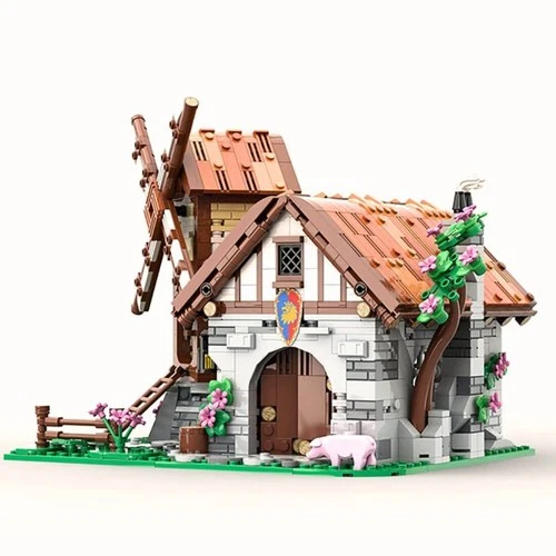 Modubrix Mocs Bricks Kits Medieval Mill and Forge for Medieval Village Theme