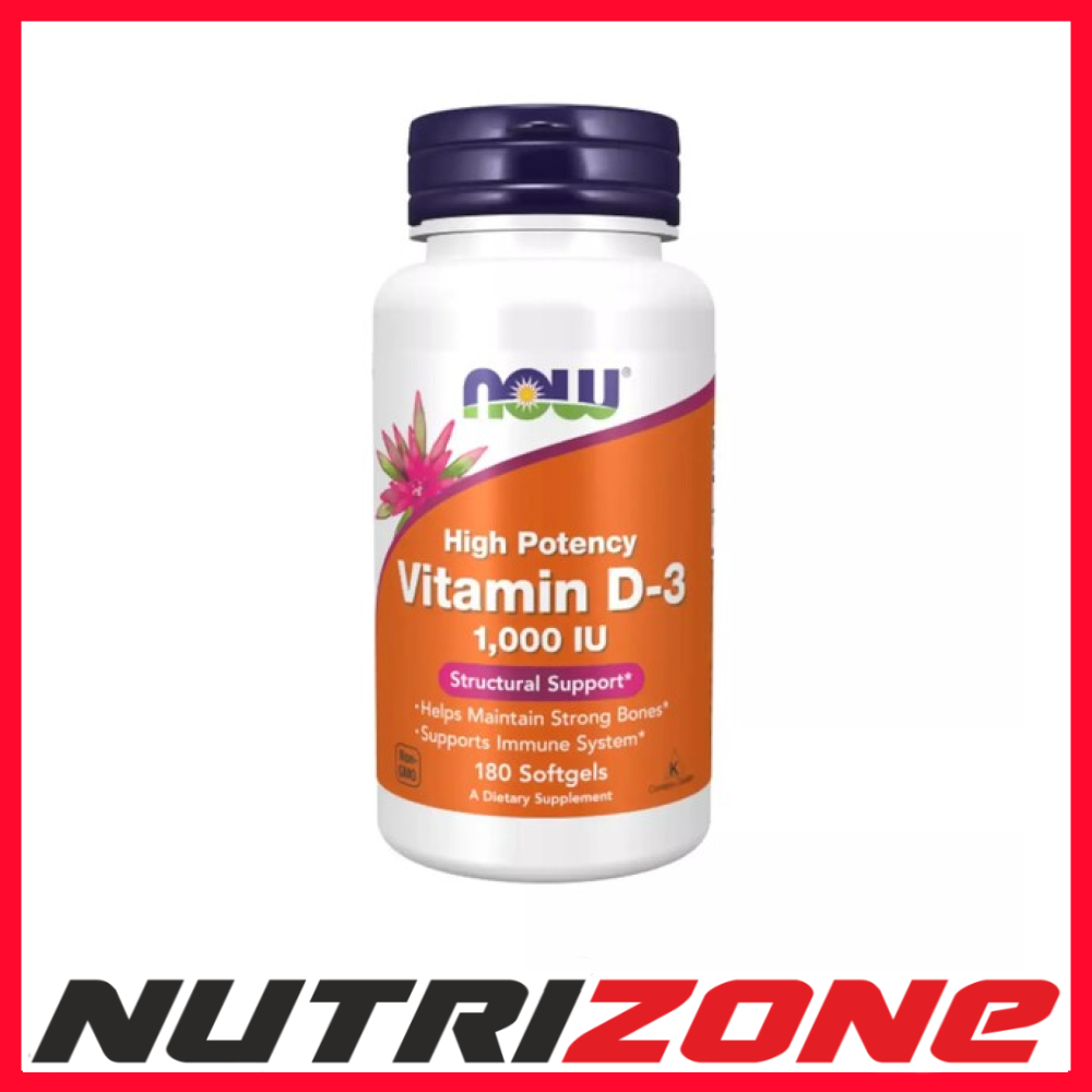 Now Foods Vitamin D-3 1000 IU Bones & Structural Support - 180 softgels