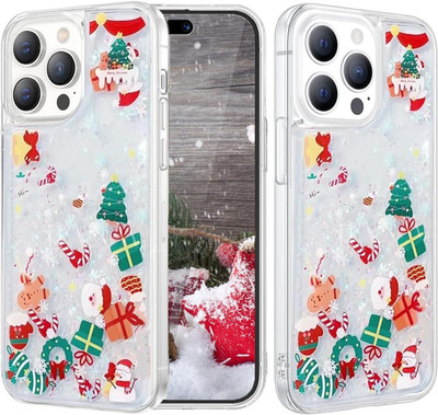 Glitter Christmas Case for  13 Pro Max 6.7'',Cute Merry Christmas Liquid Flowing