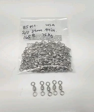 85pcs Barrel Swivels 2/0 165LB Stainless Steel Rolling Solid Ring Fishing USA