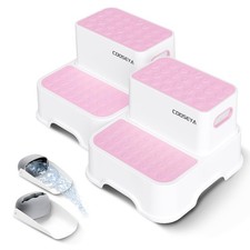 2 Pack Kids Step Stool Toddler Bathroom Sink Potty Training Stepping Pink