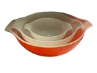 VTG PYREX Friendship Red Bird Set 3 Cinderella Nesting Mixing Bowls-READ DETAILS