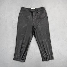 Margaret Godfrey Black Leather Cropped Trousers Women's 12