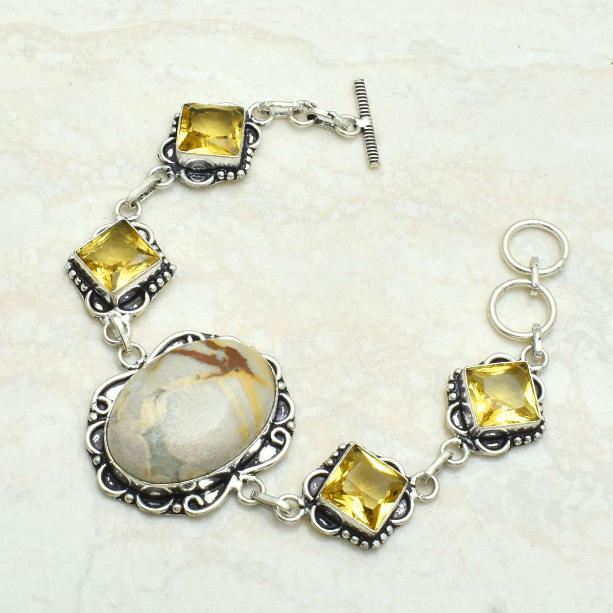 Jasper Citrine Gemstone Handmade Ethnic Bracelet 25g AB 72528