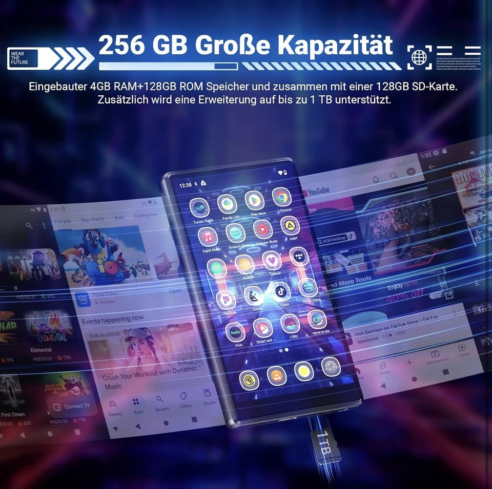 MECHEN 256GB MP3 Player Spotify mit Bluetooth WiFi, Android 13 & WLAN Streaming - Bild 3 von 4