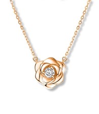 Rose Flower Necklace Rose Gold Plated Sterling Silver Pendant Jewelry for Wom...