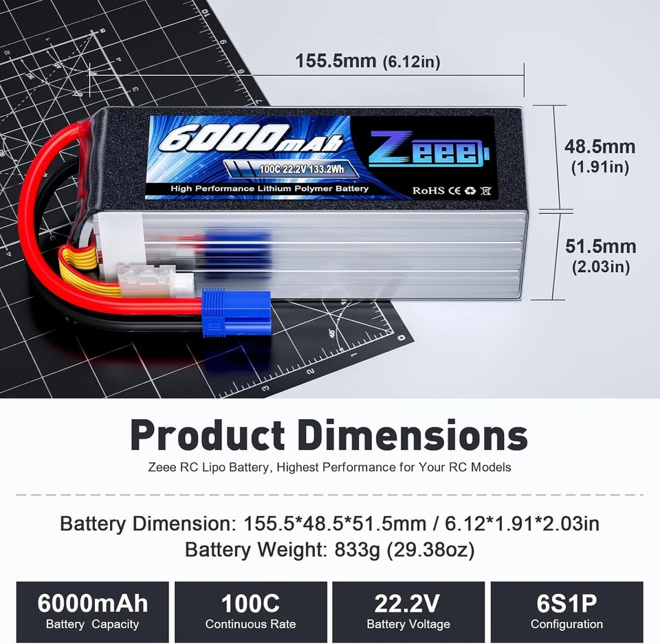 Versatile 6000mAh 22.2V RC Battery with EC5 Plug - Image 4 of 4
