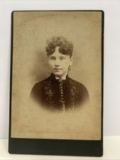 Antique Photo Cabinet Card Lovely Girl with Button up Dress