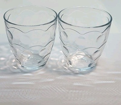 Set of 2 Pasabahce Optic Polka Dot Clear Old Fashioned Whiskey Tumblers Glasses