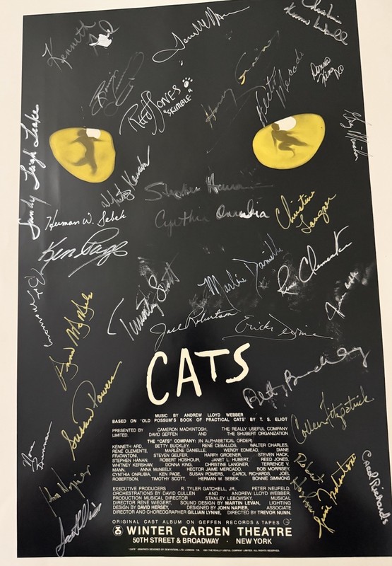 Cats ORIGINAL BROADWAY CAST signed Poster Window Card Buckley Page 1983 Musical