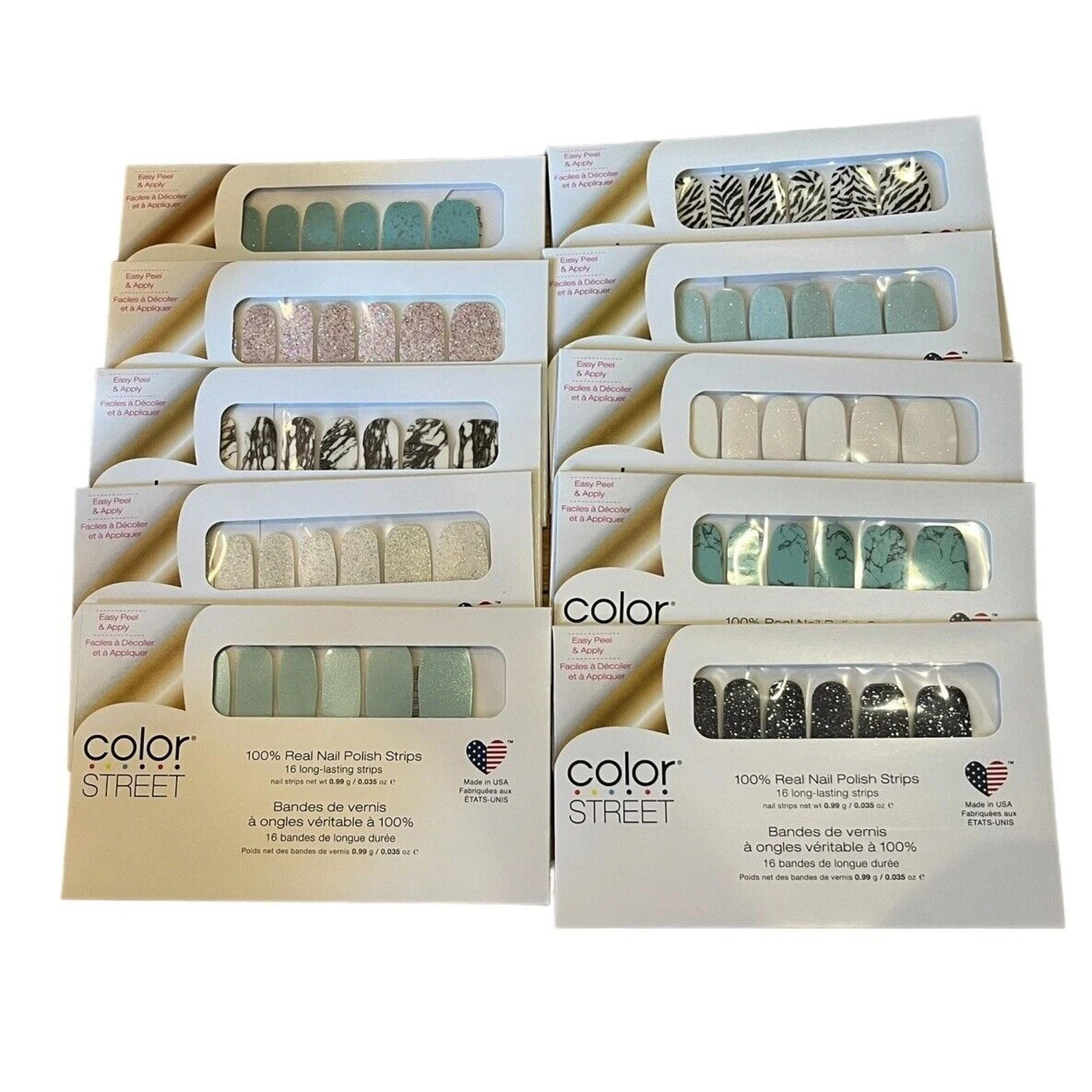 Color Street 100% Real Nail Polish Strips Lot of 10 Packs New Sealed Assorted