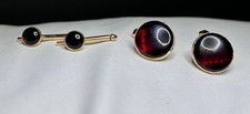 Vintage SWANK Round Black Cherry Cuff Links  2 Shirt Studs Wedding Prom Tux