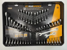 GearWrench Ratcheting Combination Wrench Set, 32-Pc., SAE and Metric, 39327 NEW
