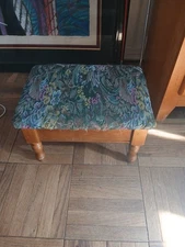  Floral Top Wood  Sewing Storage Flip Top Foot Stool Ottoman