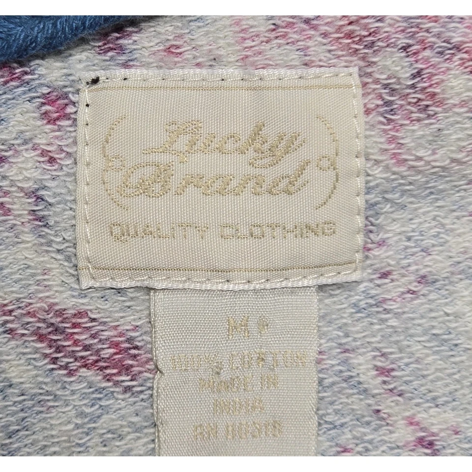 Lucky Brand Floral Patchwork Print Full Zip Up Hoodie Jacket Size M 90s VTG - Image 2 of 4