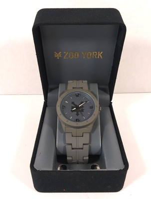 Zoo York Mens Watch 43mm Gray Dial Plastic Sport Logo New Battery 8.5'' w/Box VGC
