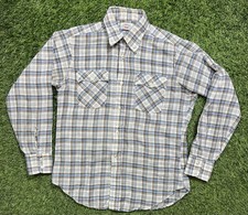 Levi's Plaid Western Shirt Button Up Long Sleeve Men's L White Tab Vintage 80s